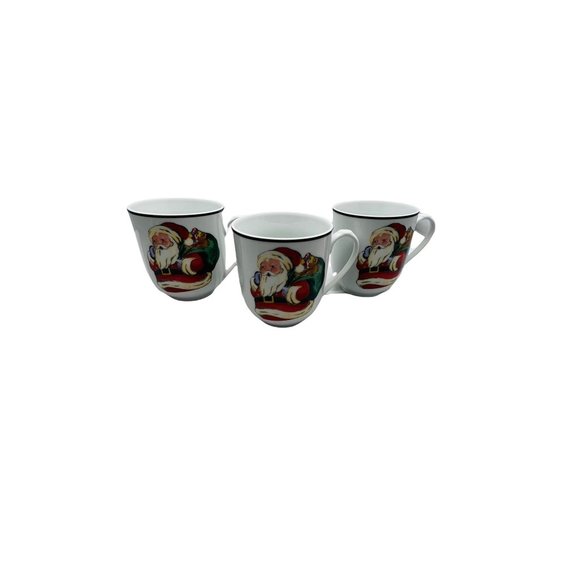 Linens And Things Other - Linens And Things Vintage Santa Mugs Ceramic Set of 3 Santa's Toy Bag